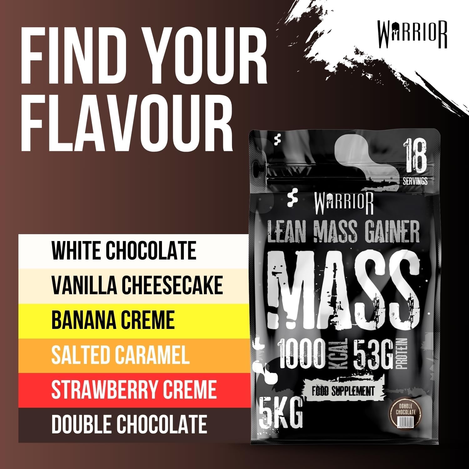 Warrior Mass Protein Powder – 5kg – Serious Mass Gainer – High Calorie, Weight Gain Supplement – 61g of Protein, 18 Servings, 1000+ Calories Shake, Supports Muscle Growth (Double Chocolate, 5kg) : Amazon.co.uk: Health & Personal Care