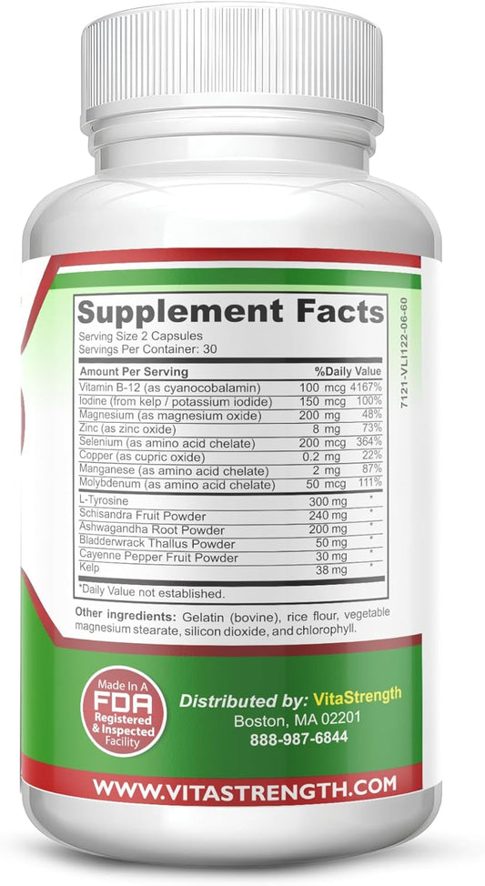Thyroid Support - Complete Formula To Support Energy Levels With Iodine, Bladderwrack, Kelp, B12 & More- Thyroid Energy: Boost T4 To T3 Supplement - Non-Gmo