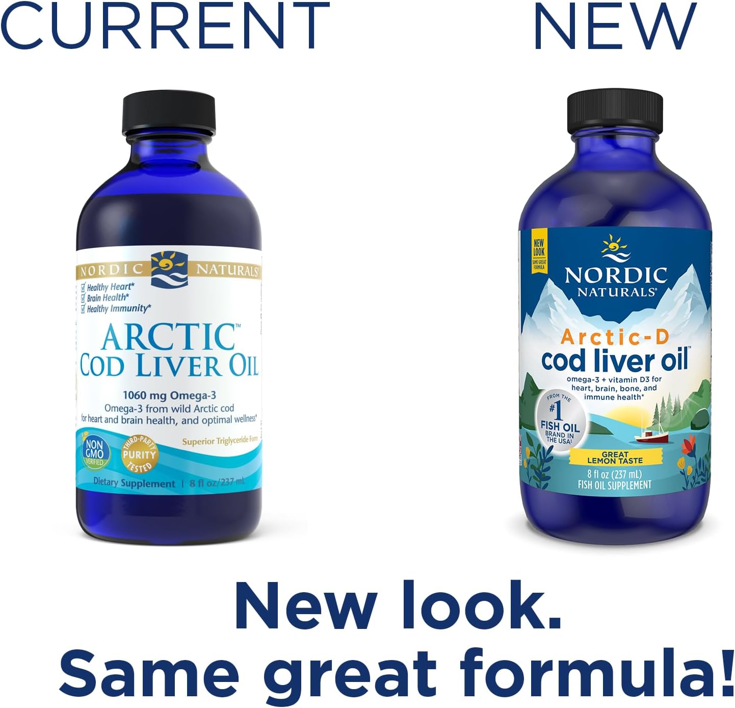 Nordic Naturals Arctic-D Cod Liver Oil, Lemon - 8 oz - 1060 mg Total Omega-3s + 1000 IU Vitamin D3 - EPA & DHA - Heart, Brain, Bone, Immune & Mood Support - Non-GMO - 48 Servings : Health & Household