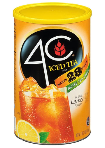 4C Powdered Drink Mix Cannisters, Lemon Tea, 28 Quarts, Family Sized Cannister, Thirst Quenching & Refreshing Flavors (Lemon Iced Tea, 66.1 Ounce (Pack Of 2))