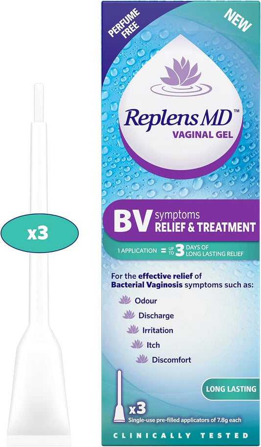 Replens Bv Symptoms Relief & Treatment Vaginal Gel - X3 Single Use Applicators, White, 3 Count (Pack Of 1)