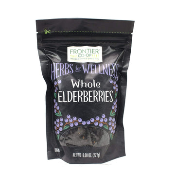 Frontier Co-Op Dried Elderberries, 8Oz Bag, European Whole | Kosher & Non-Gmo | Elderberry Dried Fruit For Immune Support, Elderberry Powder, Elderberry Tea, Syrup, Gummies | Sustainably Harvested