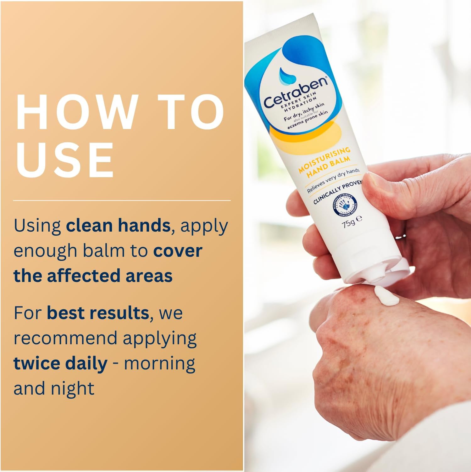 Cetraben Hand Balm for Dry & Eczema-Prone Skin, Clinically Proven Long-Lasting Moisturisation, Soothes Itching| Quick Absorbing, Contains Urea, For Daily Use, 1 x 75g (Pack of 2) : Amazon.co.uk: Beauty