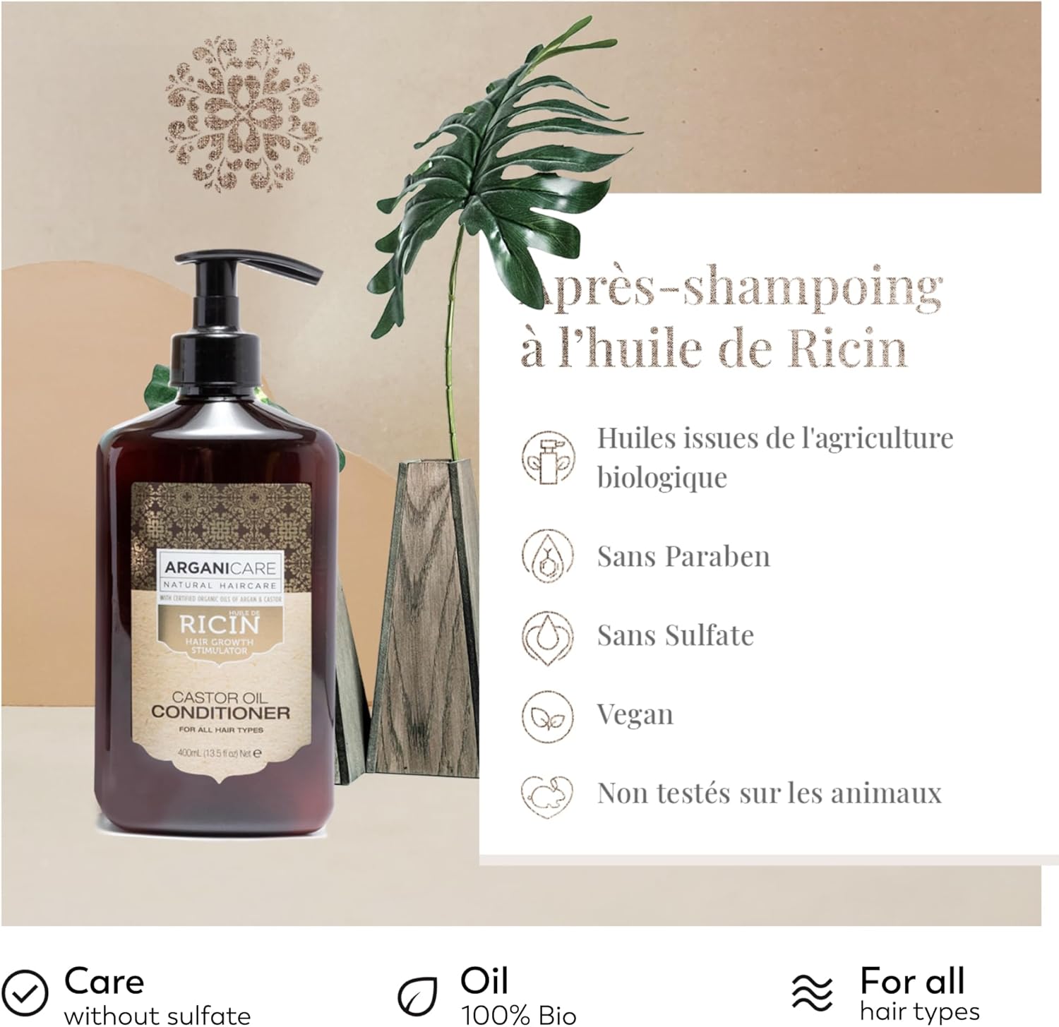 Arganicare | Duo Shampoo + Conditioner | Castor | Growth Accelerator | Gently Cleans & Moisturizes Hair | All Hair Types | 1X400 Ml+ 1X400Ml