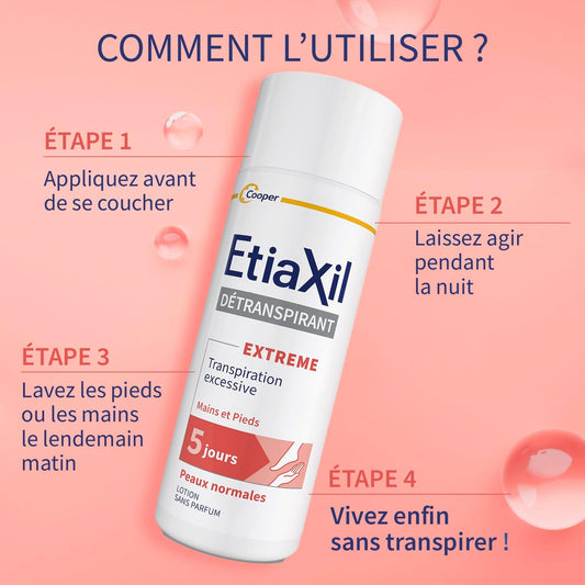 Etiaxil Deodorant Deodorant - Treatment Of Excessive Sweating - Feet And Hands - Extreme Normal Skin - 5 Day Efficacy - 100Ml