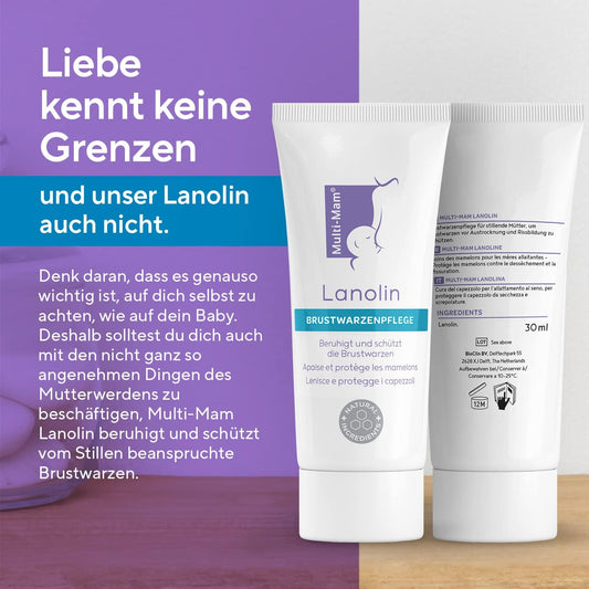 Multi-Mam Lanolin Nipple Cream 30Ml For Breast Feeding Mothers - Moisturising Fast Relief For Sore, Cracked Or Dry Nipples - 100% Safe For Babies - Hypoallergenic With No Fragrances