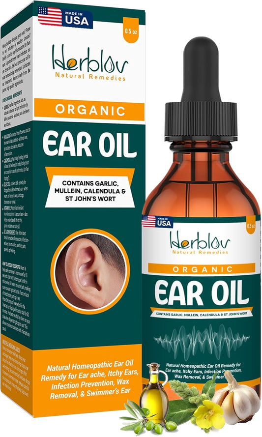 Organic Ear Oil For Ear Infections - Natural Eardrops For Infection Prevention, Swimmer'S Ear & Wax Removal - Kids, Adults, Baby, Dog Earache Remedy - With Mullein, Garlic, Calendula, Made In Usa