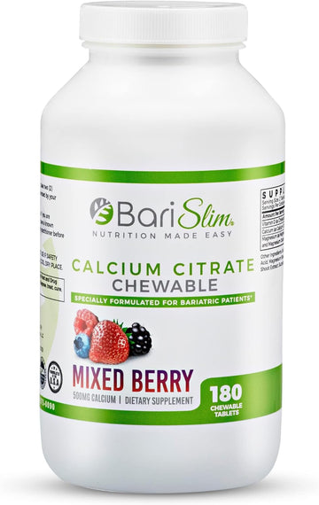 Bariatric Calcium Citrate With Magnesium And Vitamin D Tabs - 500 Mg Of Calcium Citrate Per Serving - Formulated For Patients After Weight Loss Surgery | Mixed Berry (90 Servings)