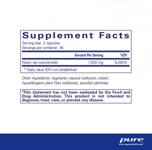 Pure Encapsulations Niacinamide | Vitamin B3 Supplement To Support Energy Metabolism, Joint Mobility, And Metabolic Function* | 90 Capsules