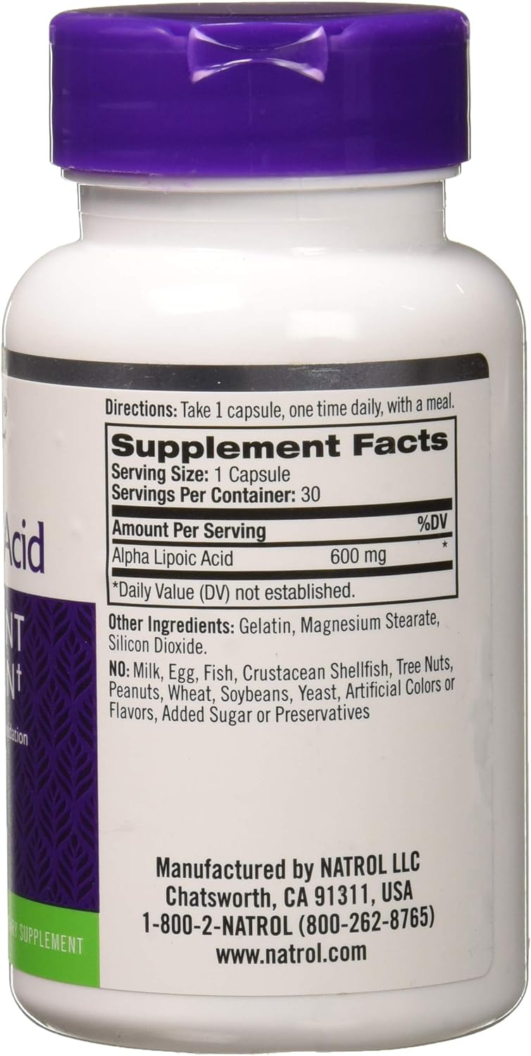 Natrol Alpha Lipoic Acid 600 mg Caps, 30 ct : Health & Household