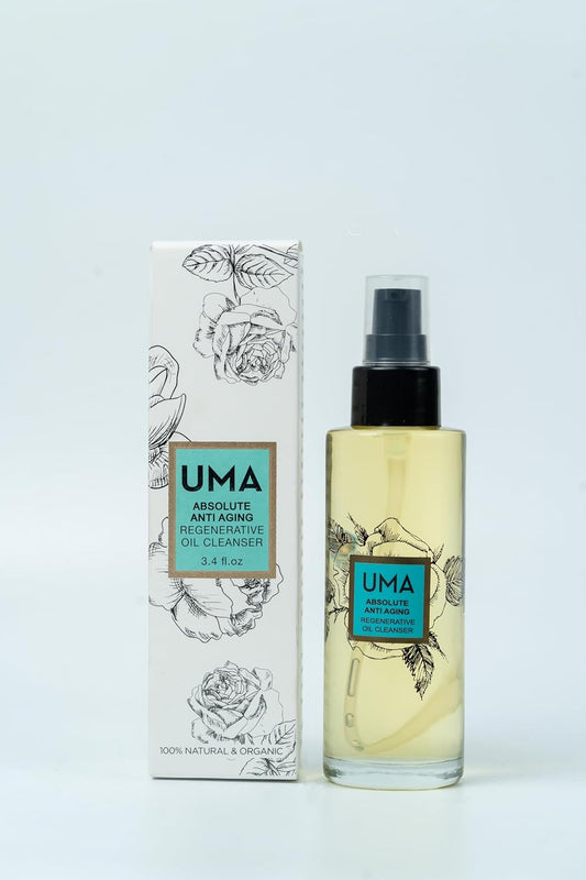 Uma Absolute Anti Aging Regenerative Oil Cleanser | Ayurvedic Oil Cleanser Removes Makeup & Sunscreen | Facial Cleanser For Sensitive, Normal & Oily Skin | 100% Natural Skincare (3.4 Oz | 100 Ml)
