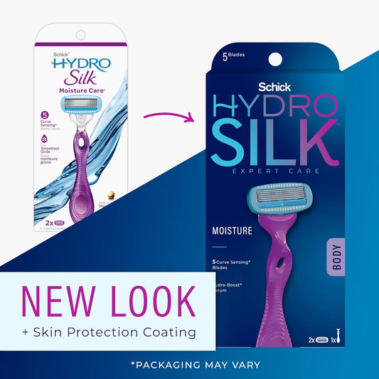 Schick Hydro Silk Moisture Women'S Razor | 5-Blade Razor For Women, 1 Handle & 2 Refills