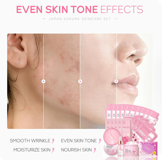 Skincare Set Skin Care For Teenage Girls Gift Set, Cherry Blossom Skincare Sets Teen Skincare Set, Pamper Sets For Women Gifts, Cleanser,Toner,Serum,Cream,Sleep Mask,Eye Mask,Mud Mask,Lip Mask(24Pcs)