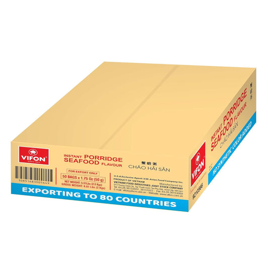 Vifon Instant Porridge Seafood Flavour 50Gr, 1 Carton = 50 Bags, Usfda, 50 Bags X 1.75 Oz (50G)