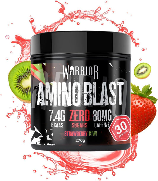 Warrior Amino Blast 270G β Bcaa Powder β Branched Chain Amino Acids Supplement, Intra Workout & Recovery, Energy Drink β 30 Servings (Strawberry Kiwi)
