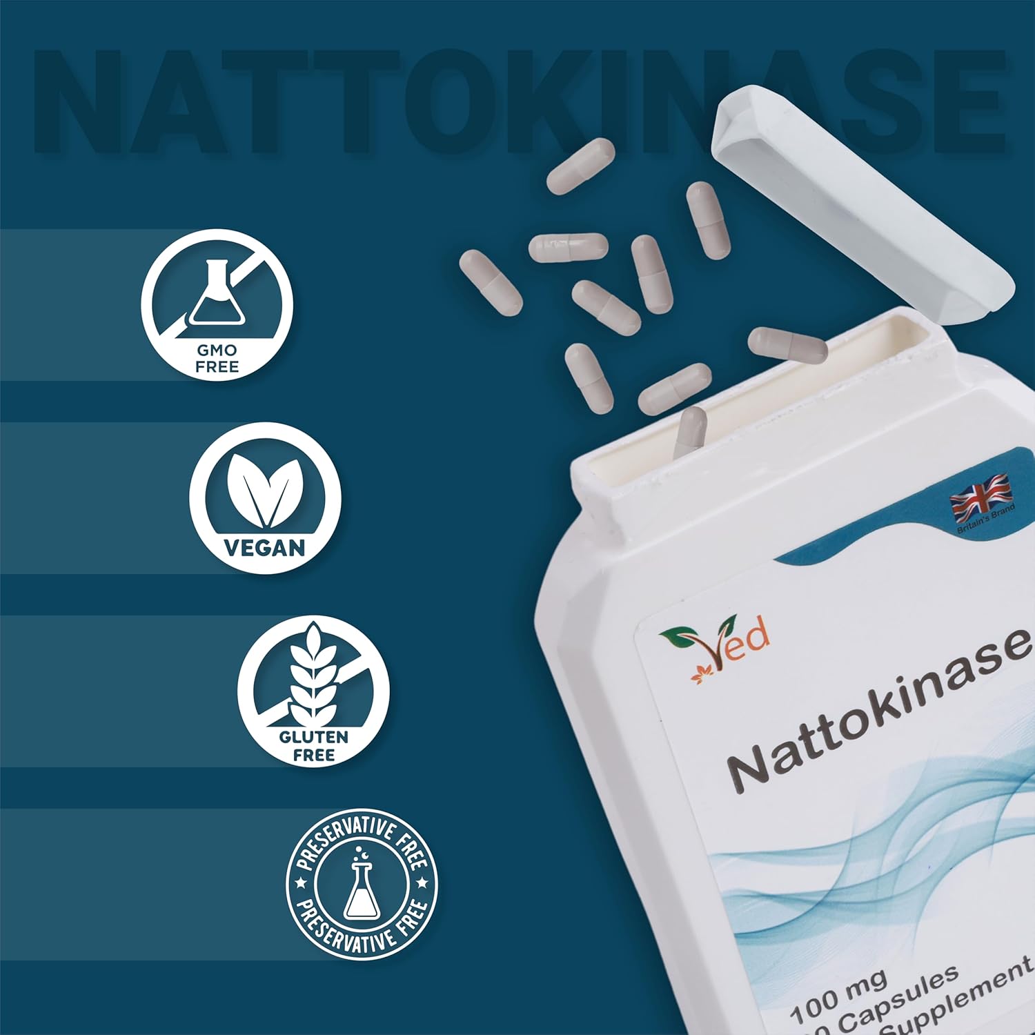 Ved Nattokinase, 2000 FU / 100mg, Nattokinase Natural Fermented Soybean Extract,Enzyme from Japanese Natto,90 Vegan Capsules (3 Months Supply) : Amazon.co.uk: Health & Personal Care