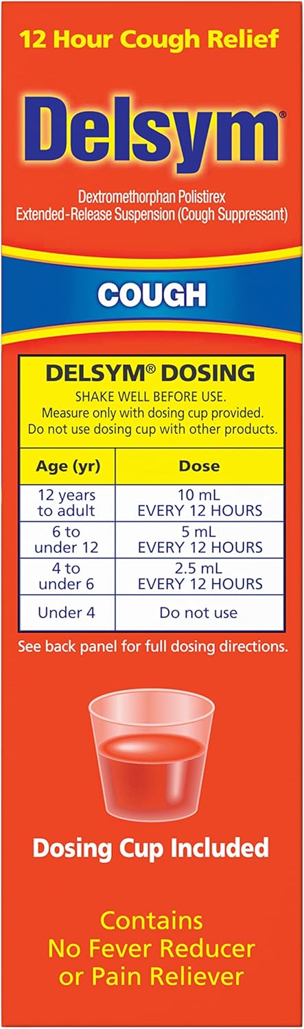 Delsym Adult 12 Hr Cough Relief Liquid, Orange, 5 Ounce