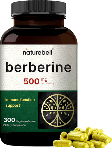 Naturebell Berberine Supplement 500Mg | 300 Veggie Capsules, 97% Pure Berberine Hcl β 5:1 Root Extract β Plant Based, Vegan, Non-Gmo