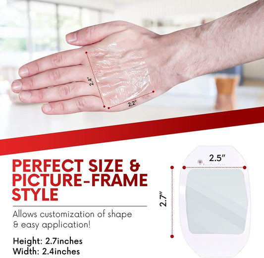 Transparent Film Dressing, 2 3/8" X2 3/4" Box Of 100 - Waterproof Wound Bandage Adhesive Patches, Post Surgical Shower Or Iv Shield, Tattoo Aftercare Bandage By Healqu