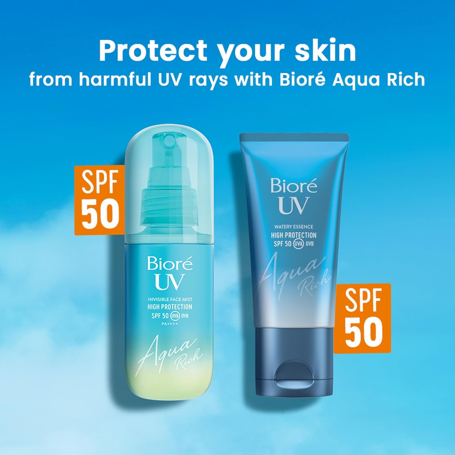 Bioré Aqua Rich UV Invisible Face Mist SPF 50, 60ml : Amazon.co.uk: Beauty