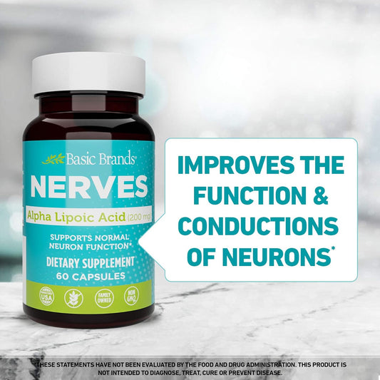 Basic Brands Alpha Lipoic Acid 200Mg - Potent Antioxidant Ala Supplement For Healthy Nerve Function & Metabolism - 60 Capsules - 2-Pack