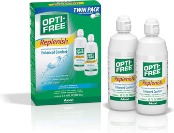 Opti-Free Replenish Multi-Purpose Contact Lens Cleaning And Disinfecting Solution With Lens Case, 10 Fl Oz (Pack Of 2)