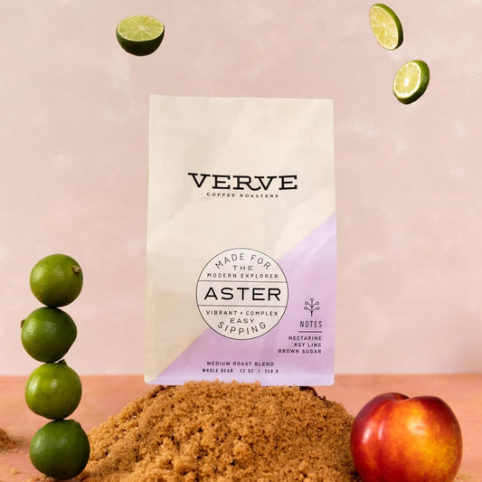 Verve Coffee Roasters Whole Bean Coffee Aster Blend (1950 Blend) | Medium Roast, Brewed Or Espresso | Ethiopian Blend, Direct Trade, Resealable Pouch | Enjoy Hot Or Cold Brew | 12Oz Bag