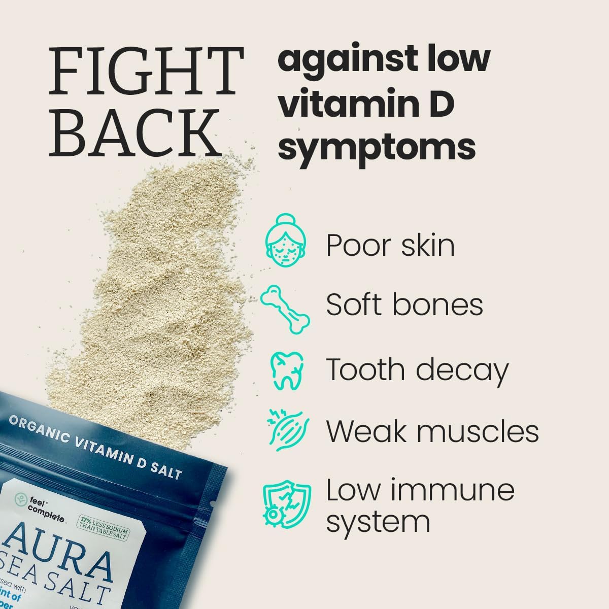 Your Daily Vitamin D in Every Pinch | Organic Aura Sea Salt | Infused Celtic Sea Salt with Black Pepper | 17% Less Sodium Than Table Salt | 5 Months of Vitamin D | 80g Resealable Pouch : Amazon.co.uk: Grocery