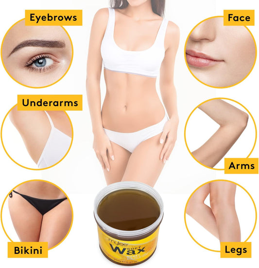 Mylee Complete Waxing Kit, Includes Salon Quality Wax Heater, Soft Cream Wax, Waxing Strips, Spatulas And Mylee Pre & After Care Lotion (Honey)