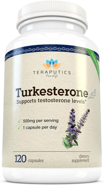 Turkesterone Supplement 500Mg, 120 Caps Natural Testosterone Booster For Men Muscle Strength Growth Support