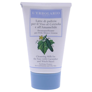 L'Erbolario Chamomile Cleansing Milk - Face Wash And Make-Up Remover For Dry And Sensitive Skin - Hydrating Facial Cleanser With Chamomile - 4.2 Oz