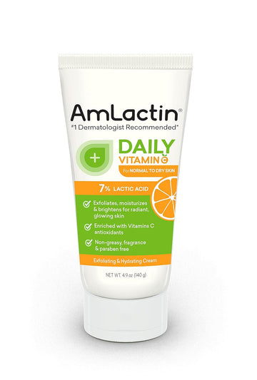 AmLactin Daily Vitamin C Cream - 4.9 oz Body Cream with 7% Lactic Acid - Skin-Brightening Exfoliator and Moisturizer for Dry Skin?