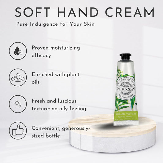 Durance Soft Hand Cream For Women (30Ml) With Sparkling Verbena Scent Enriched With Sweet Almond Oil | Women’S Moisturising Cream For All Skin Types