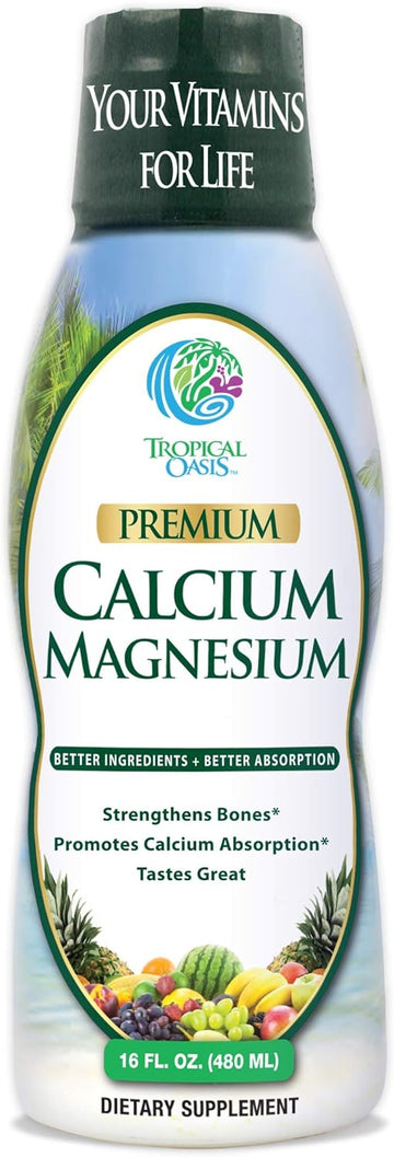 Tropical Oasis Liquid Calcium & Magnesium - Natural Formula W/ Support For Strong Bones - Liquid Vitamins W/ Calcium