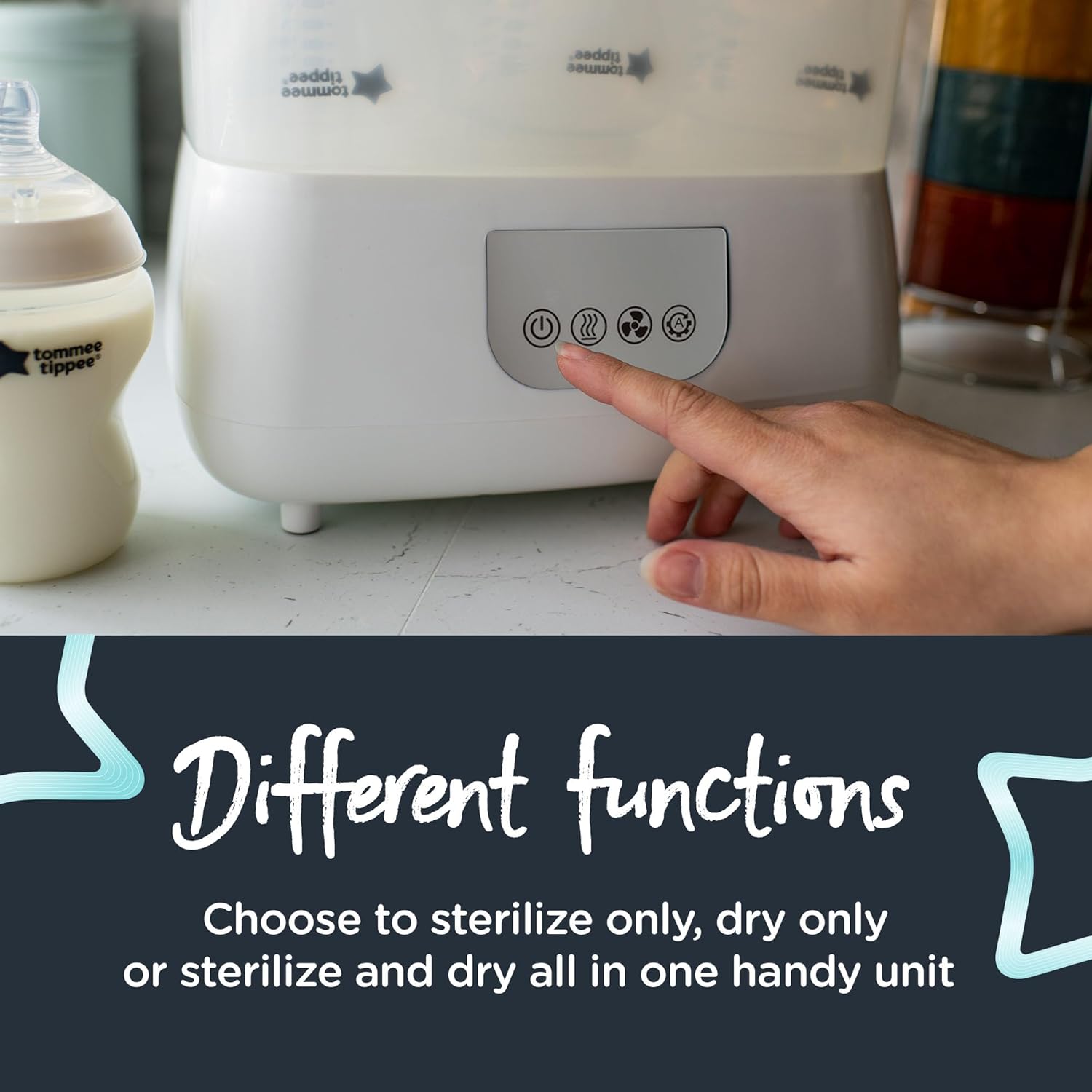 Tommee Tippee Steridryer Electric Steam Sterilizer And Dryer, White, For Baby Bottles And Feeding Accessories, Kills Viruses* And 99.9% Of Harmful Microbes : Baby