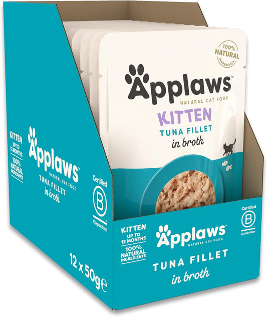 Applaws Natural Kitten Wet Food, Kitten Tuna In Broth 50G Pouch (12X50G Pack)