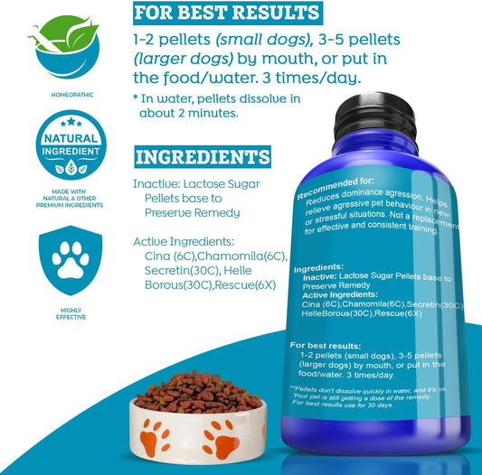 Healthy Animals 4Ever All-Natural Dog Calming Tablets For Stress And Aggressive Behavior - Help Reduce Dog Aggression/Frustration & Promote Relaxation - Homeopathic & Highly Effective - 300 Tablets