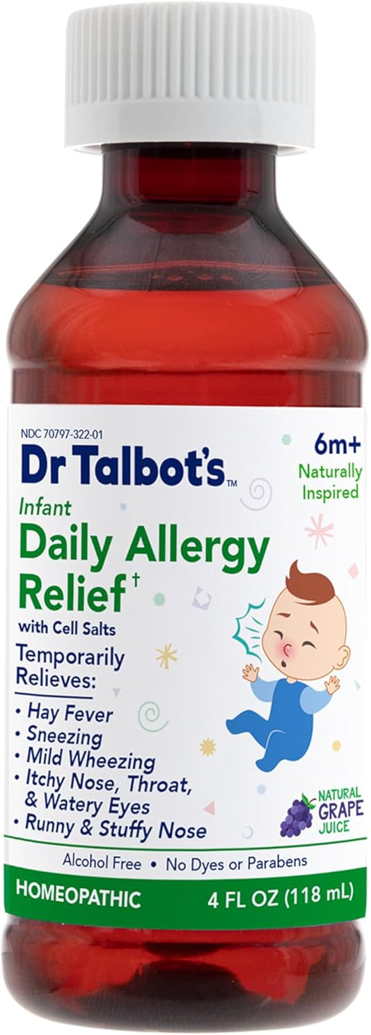 Dr. Talbot'S Infant Daily Allergy Relief Liquid Medicine, Naturally Inspired For Babies, Includes Syringe, Grape Juice Flavor, Purple, 4 Fl Oz
