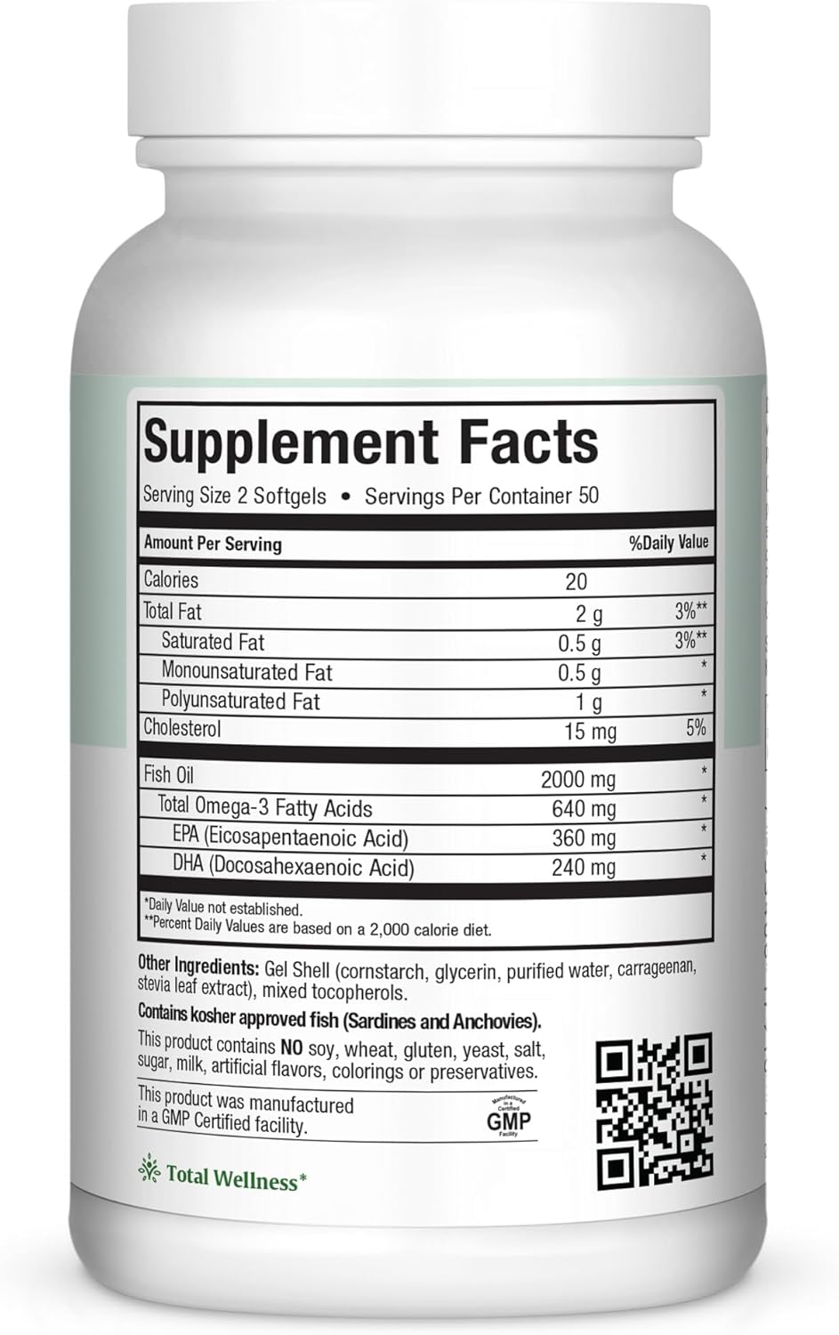 Omega 3 Supplement - Omega-3 Fish Oil 2000Mg - Natural Source Of Epa & Dha - Heart, Brain & Joint Health - Kosher Certified Wild Caught Marine Fish - 200 Vegetarian Softgels By Maxi Health : Health & Household