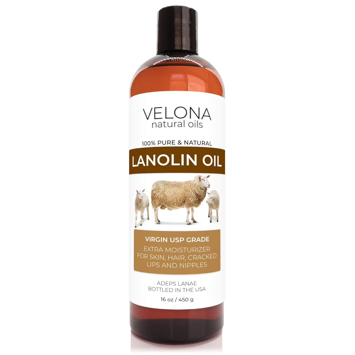 velona Lanolin Oil USP Grade 16 oz | 100% Pure and Natural Carrier Oil | Refined, Cold pressed | Skin, Hair, Body & Face Moisturizing | Use Today - Enjoy Results : Beauty & Personal Care