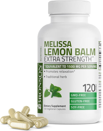 Bronson Melissa Lemon Balm Extra Strength, Non-Gmo, 120 Vegetarian Capsules