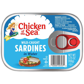 Chicken Of The Sea Sardines In Water, Wild Caught, 3.75 Oz. Can