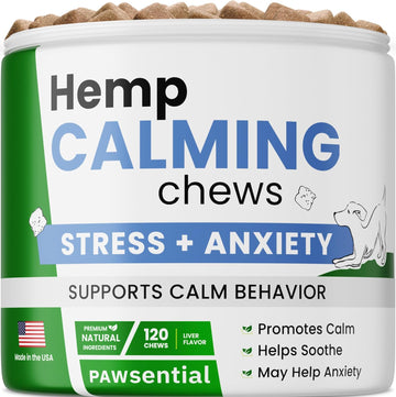 Advanced Dog Calming Chews - Anxiety Relief Treats W/Melatonin + Valerian Root - Calm & Sleep Aid Bites - Stress Relief During Fireworks Storms Separation - Anti Anxiety & Aggression Pill
