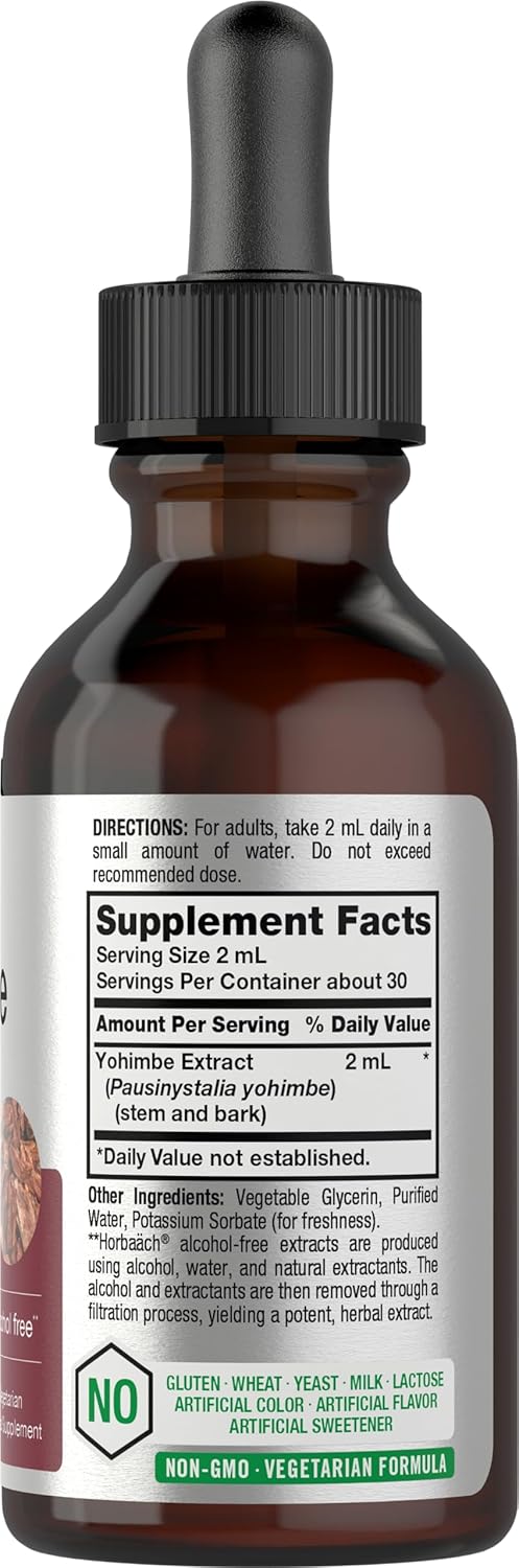 Horbäach Super Yohimbe Bark Extract | 2 Oz | Alcohol And Sugar Free Formula | Vegetarian, Non-Gmo, Gluten Free Liquid Supplement