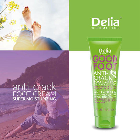 Delia Cosmetics - Good Foot - Foot Cream For Cracked Heels - Protects Sensitive Heels - Prevents Damage - Provides Regeneration And Comfort For Dry Feet - Refreshing Effect - Shea Butter, Urea, 250 Ml