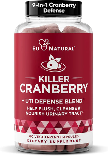 9-In-1 Killer Cranberry Pills For Women – Uti Defense Blend With Clinically Studied Ingredients – 9 Extract Urinary Tract Supplement – Pine Bark, Propolis, Vitamin D & More – 60 Fast-Acting Capsules