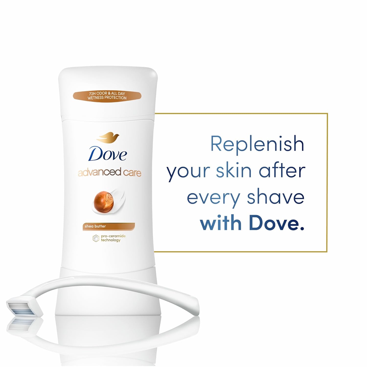 Dove Advanced Care Antiperspirant Deodorant Stick Caring Coconut For Helping Repair Skin Barrier After Shaving, With 72-Hour Sweat & Odor Protection, 2.6 Oz : Beauty & Personal Care