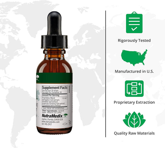 Nutramedix Adrenal Fatigue Supplement - Astragalus, Schisandra, Rhodiola, And Ginseng Extract For Energy Support, Stamina, And Stress - Vegan Adaptogen Blend (1Oz / 30Ml)
