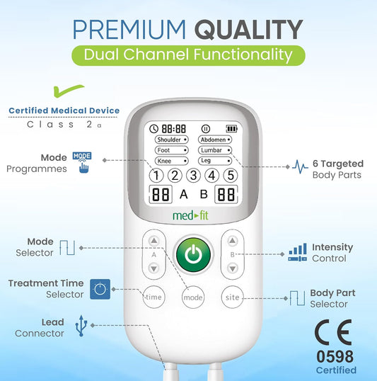Med-Fit Pebble Tens Machine – Advanced Pain Relief With 30 Programmes & Dual-Channel Therapy