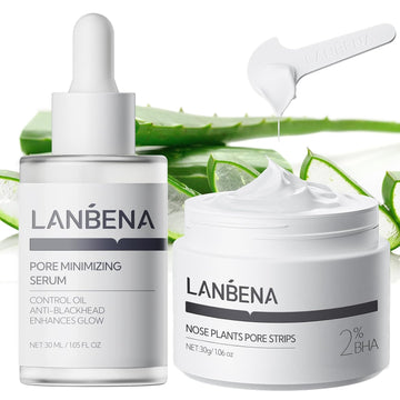 Lanbena Pore Minimizer For Face, Skin Care, Pore Minimizer Treatment Serum 2.0, Facial Essence For Shrinking Pores, Relieving Dryness, Oil Control Firming, Moisturizing After Remover Blackhead, 30Ml